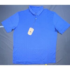 Tommy Bahama Polo Shirt Mens Large Blue Solid Pima Cotton Knit Relax Casual